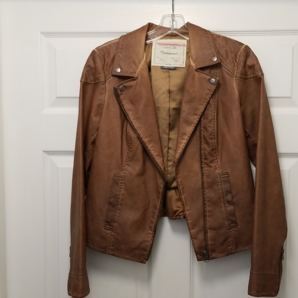 Anthropologie Tan Leather Moto Jacket